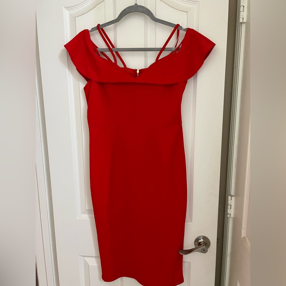 Haute Monde Vibrant Sexy Red Midi Dress - Picture 7 of 7